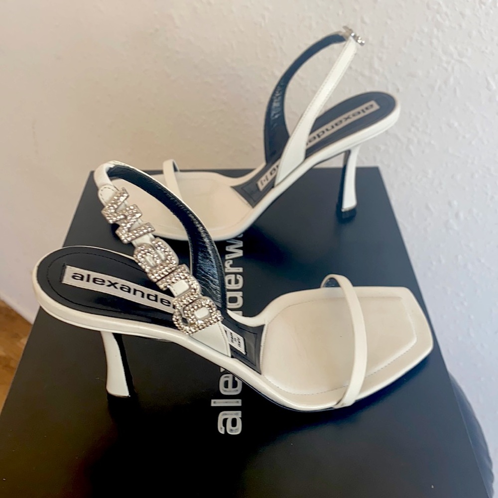Alexander Wang Ivy 85 Capretto White Leather Heels